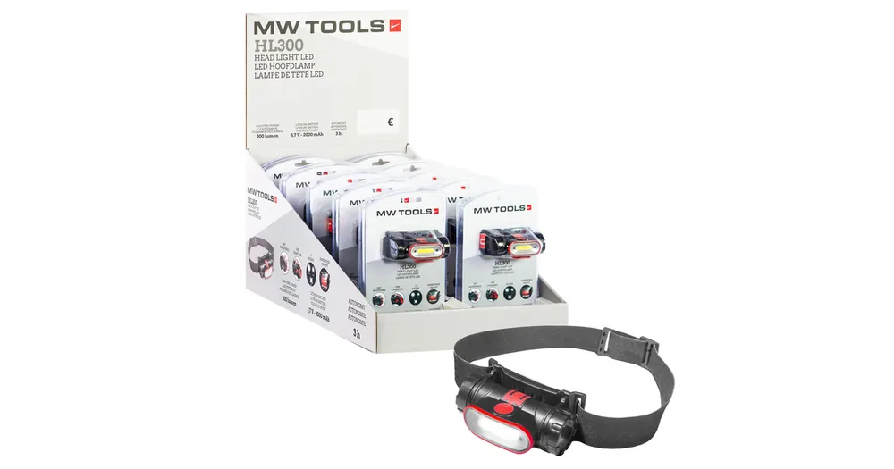 Display met 10 hoofdlampen 300lm HL300 MW Tools - Aanbieding